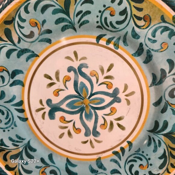 Studio A Melamine Serve Tray Plate 14"x14"x0.9" Blue & Yellow Floral Design Dura - Picture 3 of 5